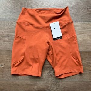 Womens Nike One High Waisted Biker Shorts Orange FZ6758-825